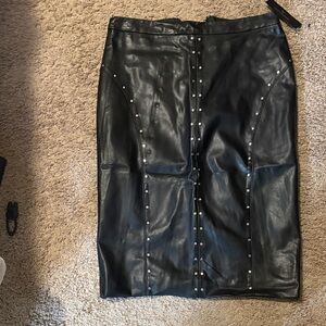 Worthington Black Leather Pencil Skirt